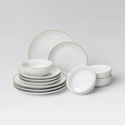 12pc Christmas Dinnerware Set Gold - Threshold