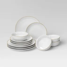 12pc Christmas Dinnerware Set Gold - Threshold