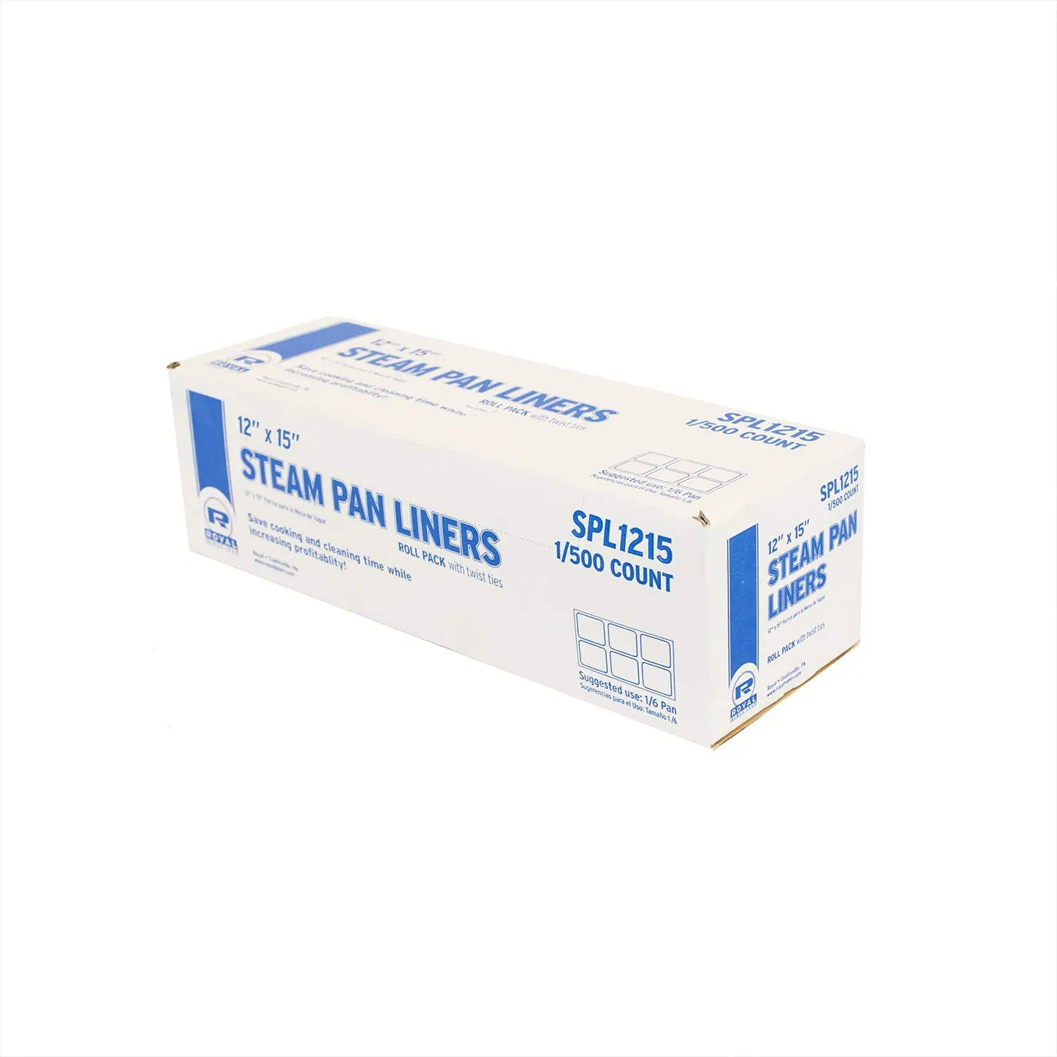 1/6 Pan Steam Pan Liners with Twist Ties, Case of 500