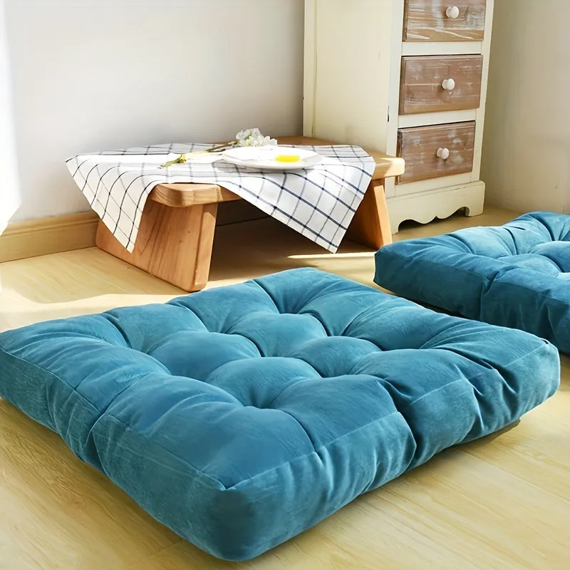 1PC Large Square Corduroy Plush Floor Pillow - Thickened Tatami Cushion for Yoga, Meditation, Window, Balcony, Living Room, Office, Home Decor - Soft, Comfortable, Supportive, Versatile, Easy to Clean
