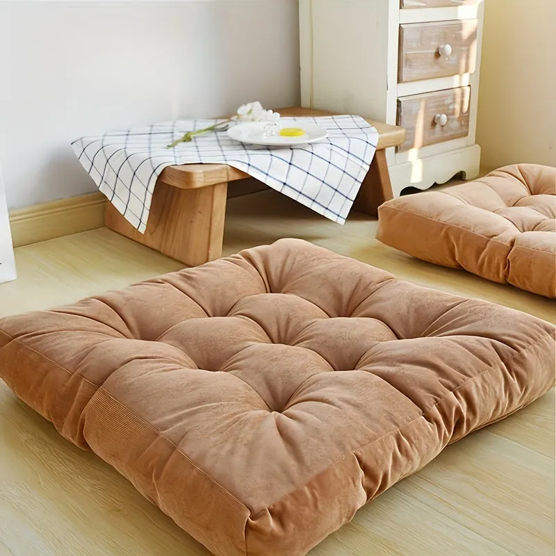 1PC Large Square Corduroy Plush Floor Pillow - Thickened Tatami Cushion for Yoga, Meditation, Window, Balcony, Living Room, Office, Home Decor - Soft, Comfortable, Supportive, Versatile, Easy to Clean