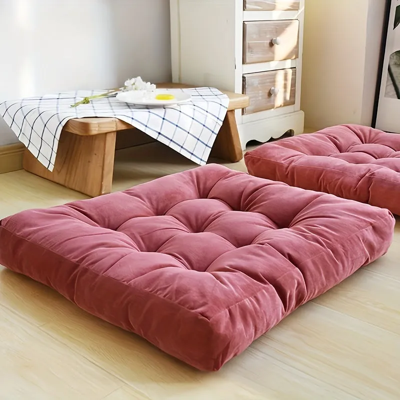 1PC Large Square Corduroy Plush Floor Pillow - Thickened Tatami Cushion for Yoga, Meditation, Window, Balcony, Living Room, Office, Home Decor - Soft, Comfortable, Supportive, Versatile, Easy to Clean