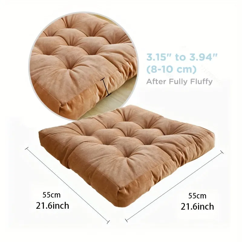 1PC Large Square Corduroy Plush Floor Pillow - Thickened Tatami Cushion for Yoga, Meditation, Window, Balcony, Living Room, Office, Home Decor - Soft, Comfortable, Supportive, Versatile, Easy to Clean