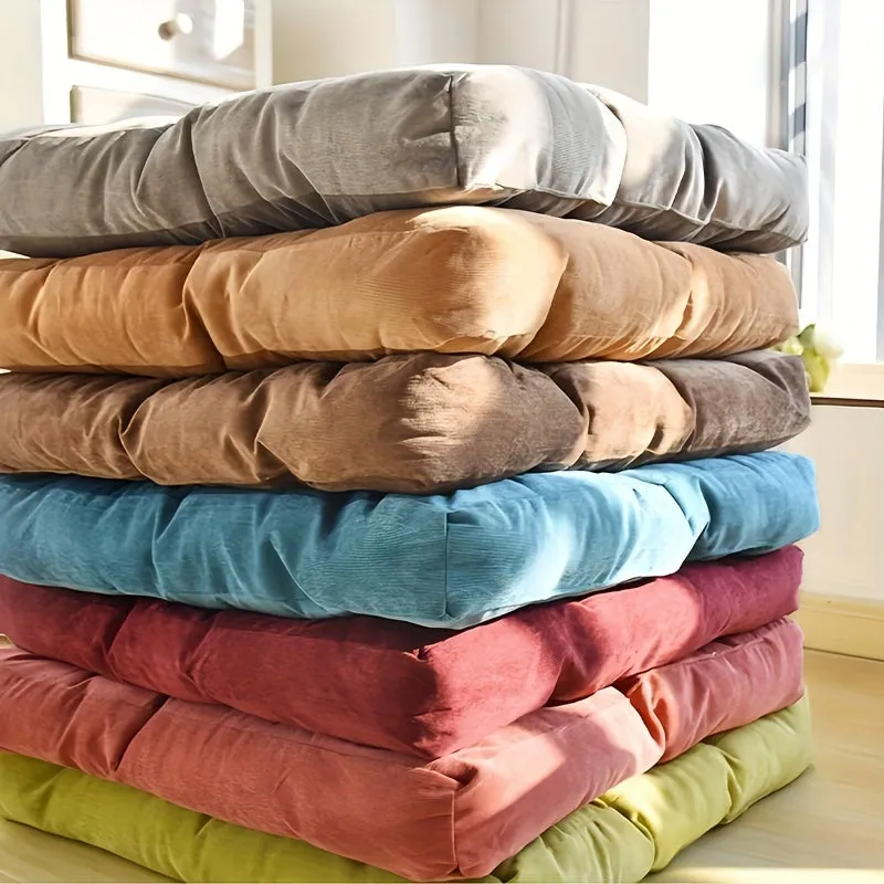 1PC Large Square Corduroy Plush Floor Pillow - Thickened Tatami Cushion for Yoga, Meditation, Window, Balcony, Living Room, Office, Home Decor - Soft, Comfortable, Supportive, Versatile, Easy to Clean