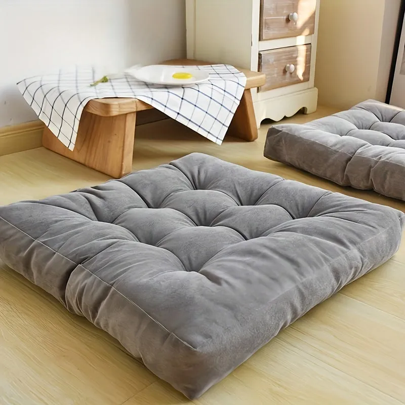 1PC Large Square Corduroy Plush Floor Pillow - Thickened Tatami Cushion for Yoga, Meditation, Window, Balcony, Living Room, Office, Home Decor - Soft, Comfortable, Supportive, Versatile, Easy to Clean