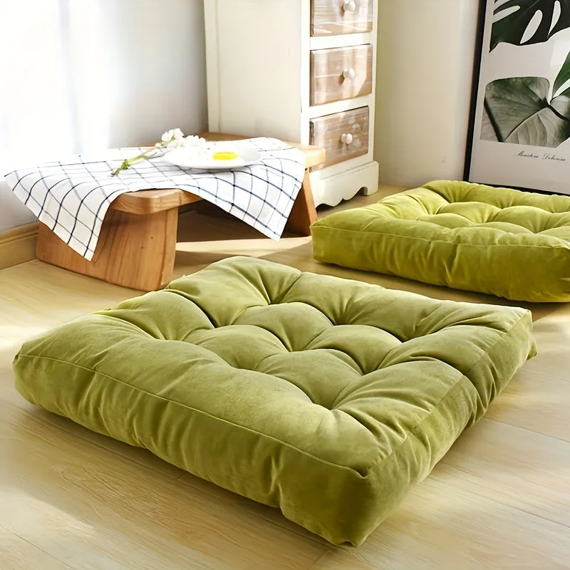 1PC Large Square Corduroy Plush Floor Pillow - Thickened Tatami Cushion for Yoga, Meditation, Window, Balcony, Living Room, Office, Home Decor - Soft, Comfortable, Supportive, Versatile, Easy to Clean