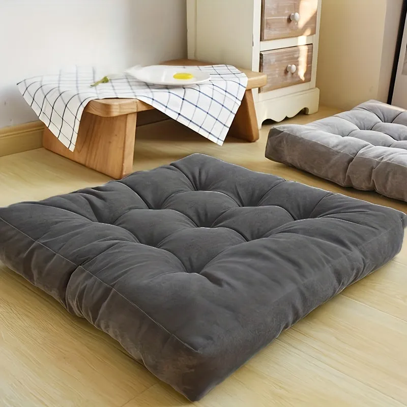 1PC Large Square Corduroy Plush Floor Pillow - Thickened Tatami Cushion for Yoga, Meditation, Window, Balcony, Living Room, Office, Home Decor - Soft, Comfortable, Supportive, Versatile, Easy to Clean