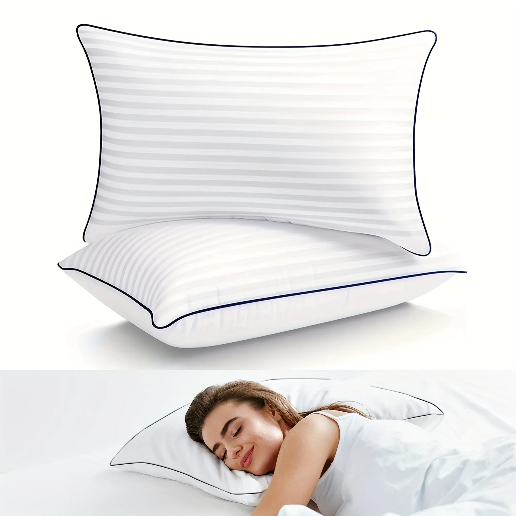 1pc Luxury Plush Bed Pillow - Ultimate Cooling, Supportive, and Pressure-Relieving Comfort for Back, Stomach, and Side Sleepers - Soft Down Alternative Filling, Perfect for Bedroom and Guest Rooms, Hypoallergenic and Breathable Design