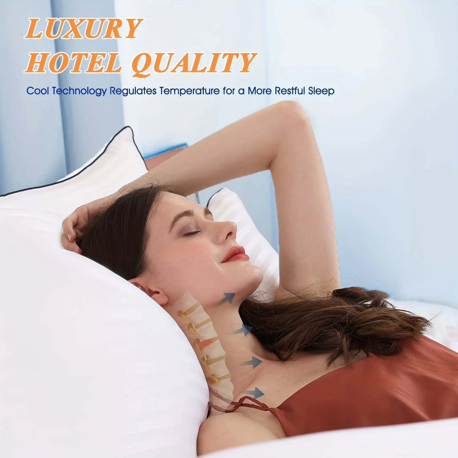 1pc Luxury Plush Bed Pillow - Ultimate Cooling, Supportive, and Pressure-Relieving Comfort for Back, Stomach, and Side Sleepers - Soft Down Alternative Filling, Perfect for Bedroom and Guest Rooms, Hypoallergenic and Breathable Design