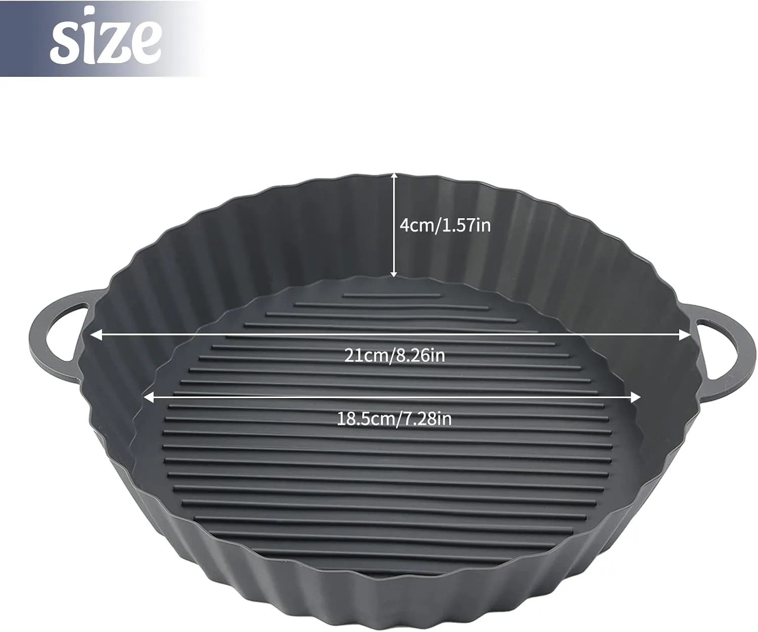 2 Pcs Air Fryer Silicone Liner, Heat-Resistant Round Airfryer Basket Tray for Oven Microwave