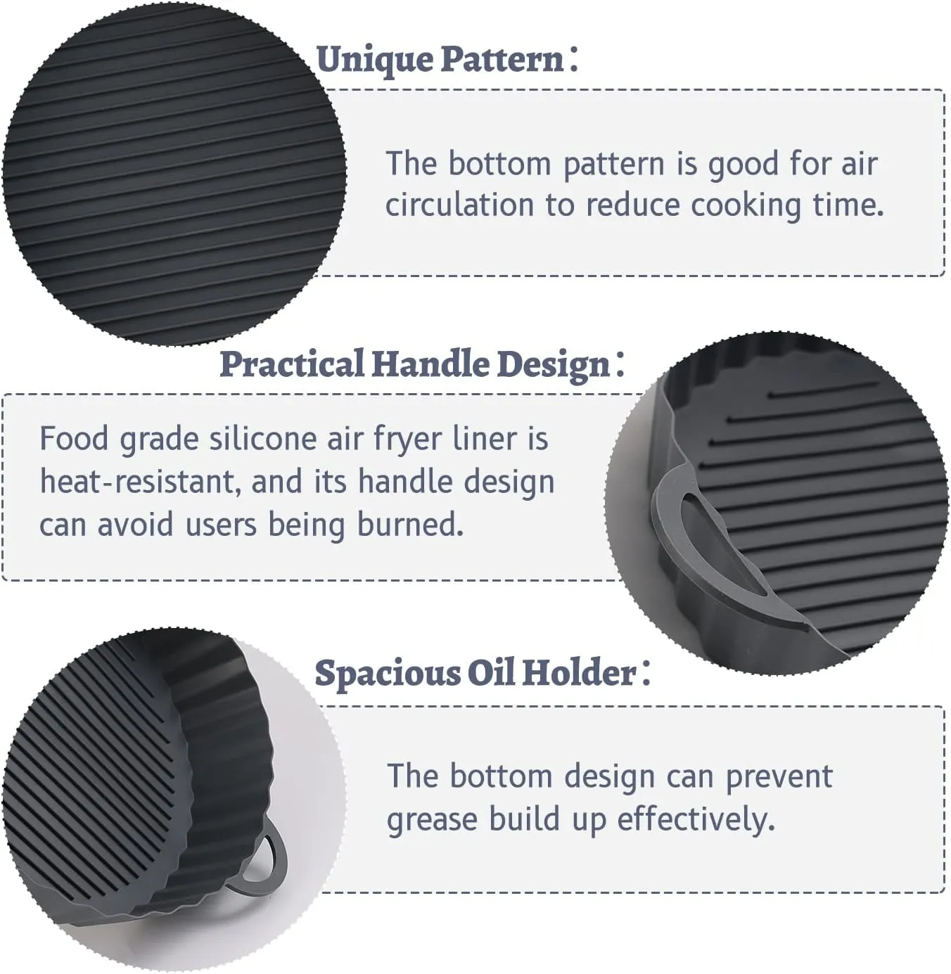 2 Pcs Air Fryer Silicone Liner, Heat-Resistant Round Airfryer Basket Tray for Oven Microwave