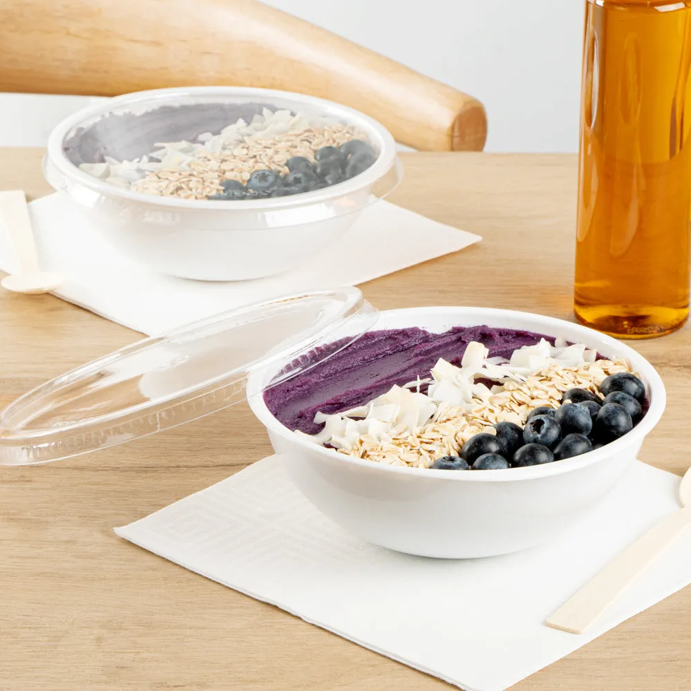 21 oz Round White Plastic Salad Bowl - 6 3/4" x 6 3/4" x 2 1/2" - 200 count box