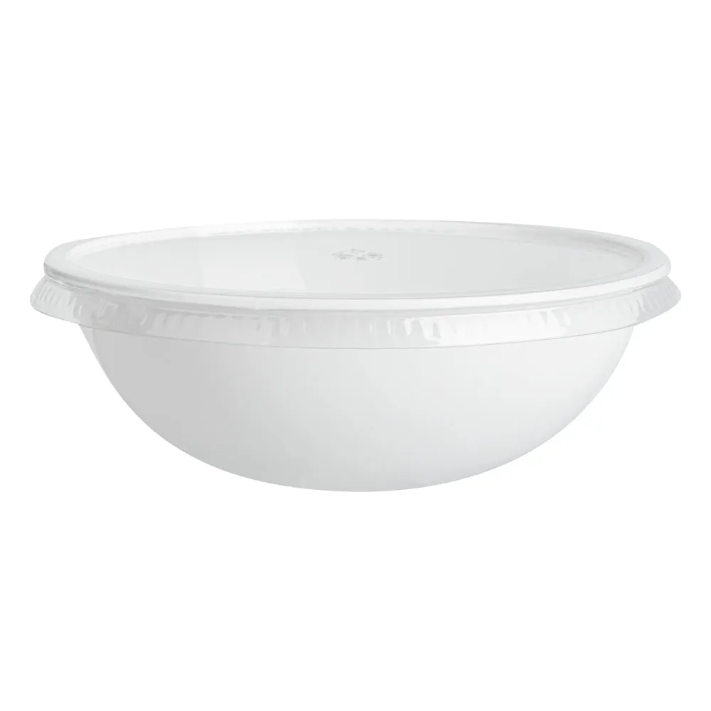 21 oz Round White Plastic Salad Bowl - 6 3/4" x 6 3/4" x 2 1/2" - 200 count box