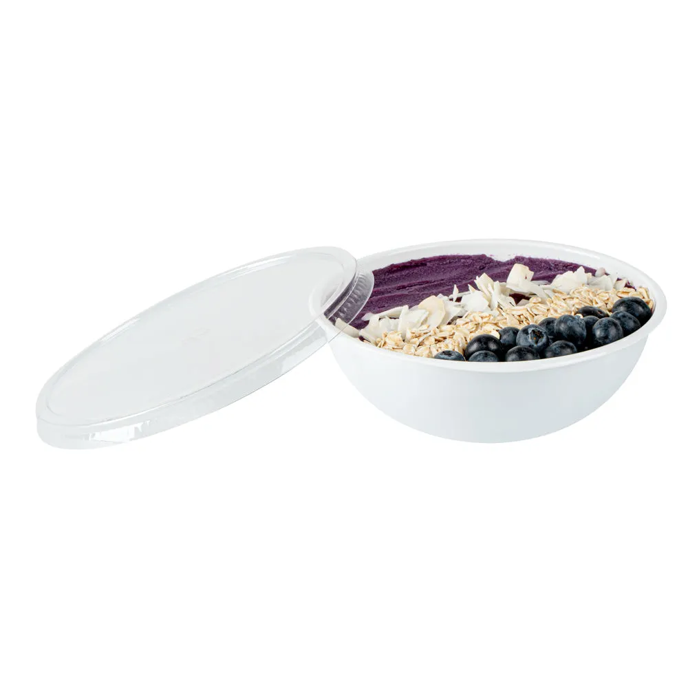 21 oz Round White Plastic Salad Bowl - 6 3/4" x 6 3/4" x 2 1/2" - 200 count box