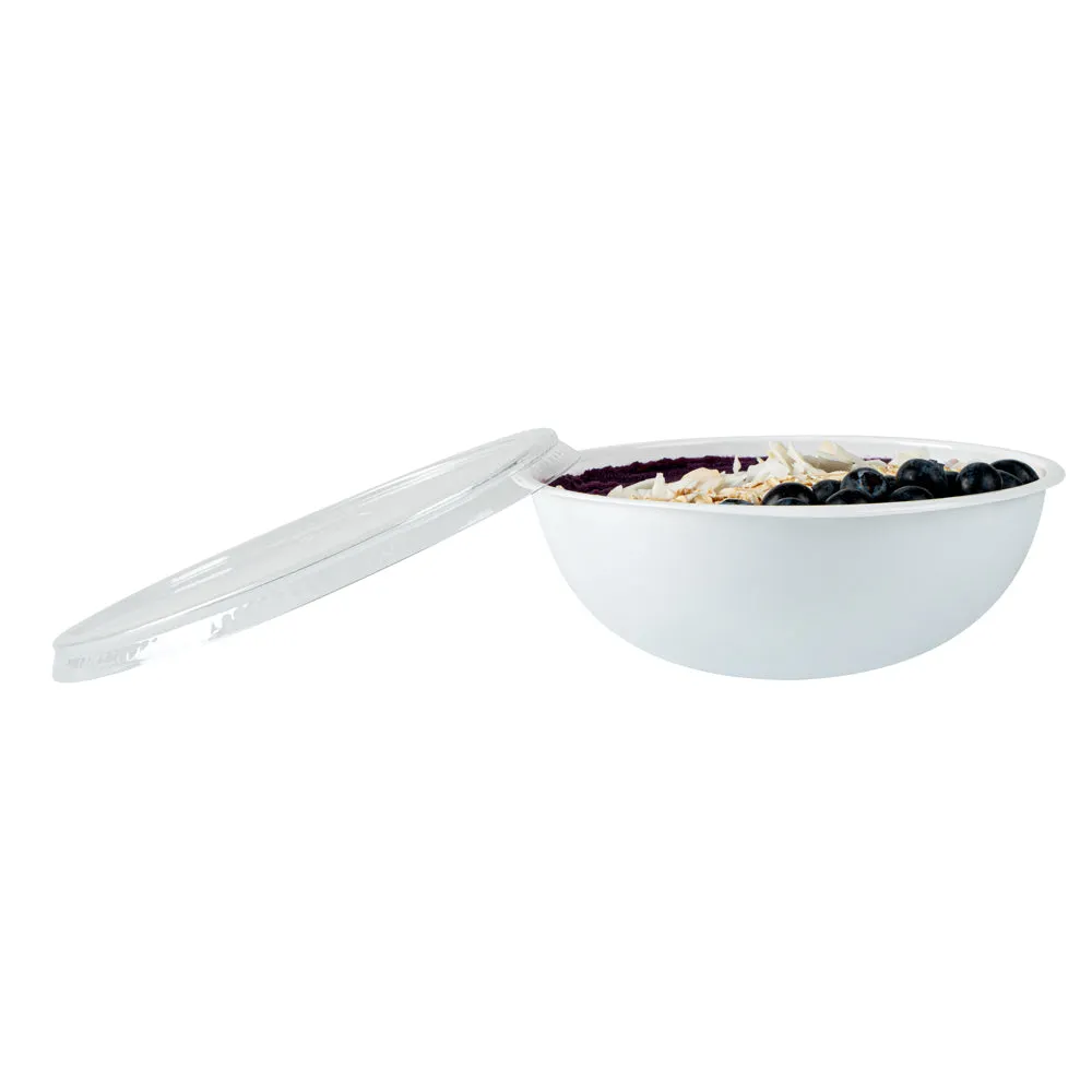 21 oz Round White Plastic Salad Bowl - 6 3/4" x 6 3/4" x 2 1/2" - 200 count box