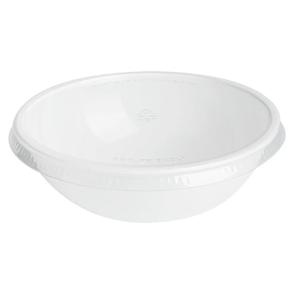 21 oz Round White Plastic Salad Bowl - 6 3/4" x 6 3/4" x 2 1/2" - 200 count box