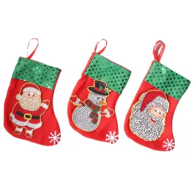 3pcs Christmas Stockings Hanging Pendants DIY Diamond Painting Kit (WZ004)