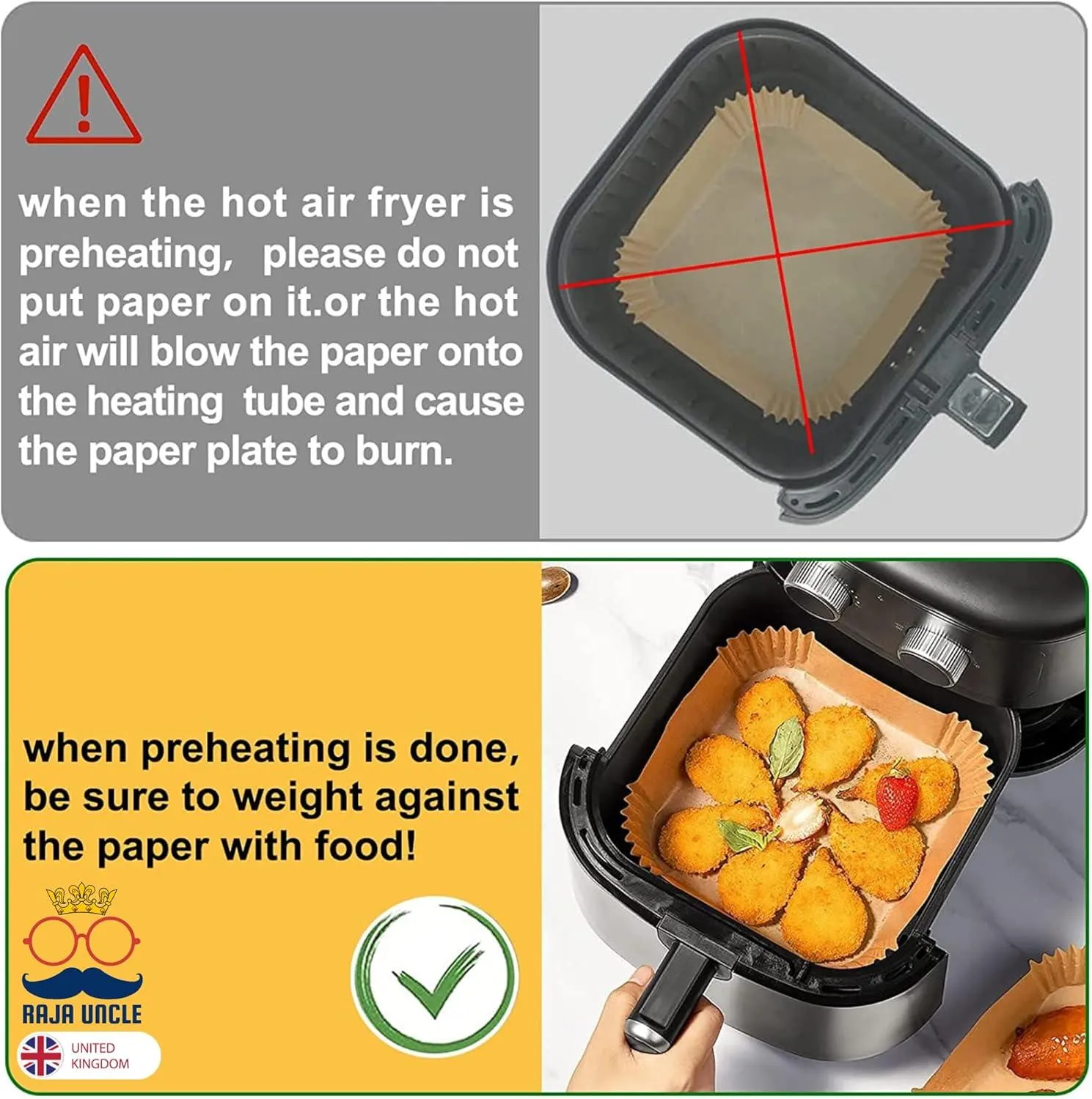 6.3 Inch Square Air Fryer Liners [100Pcs]