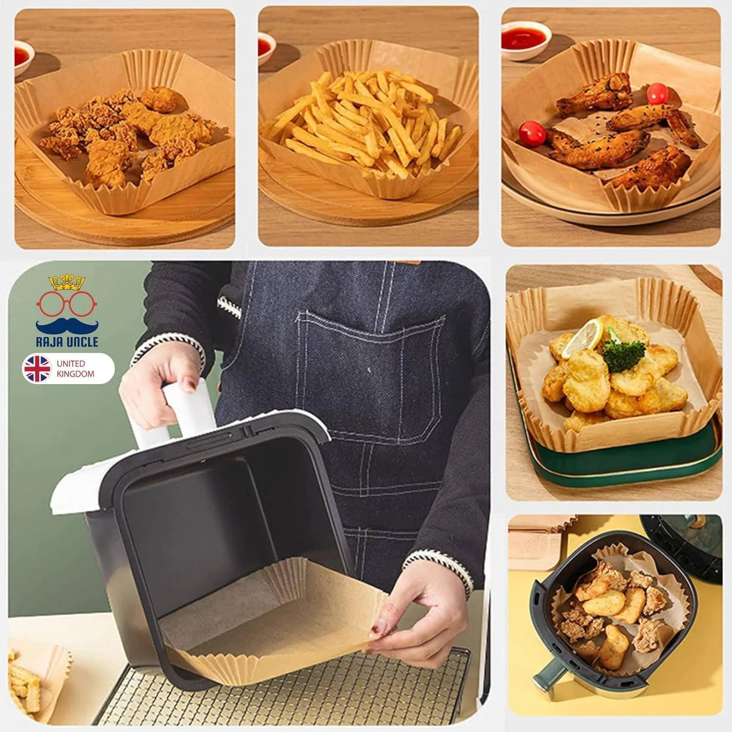 6.3 Inch Square Air Fryer Liners [100Pcs]