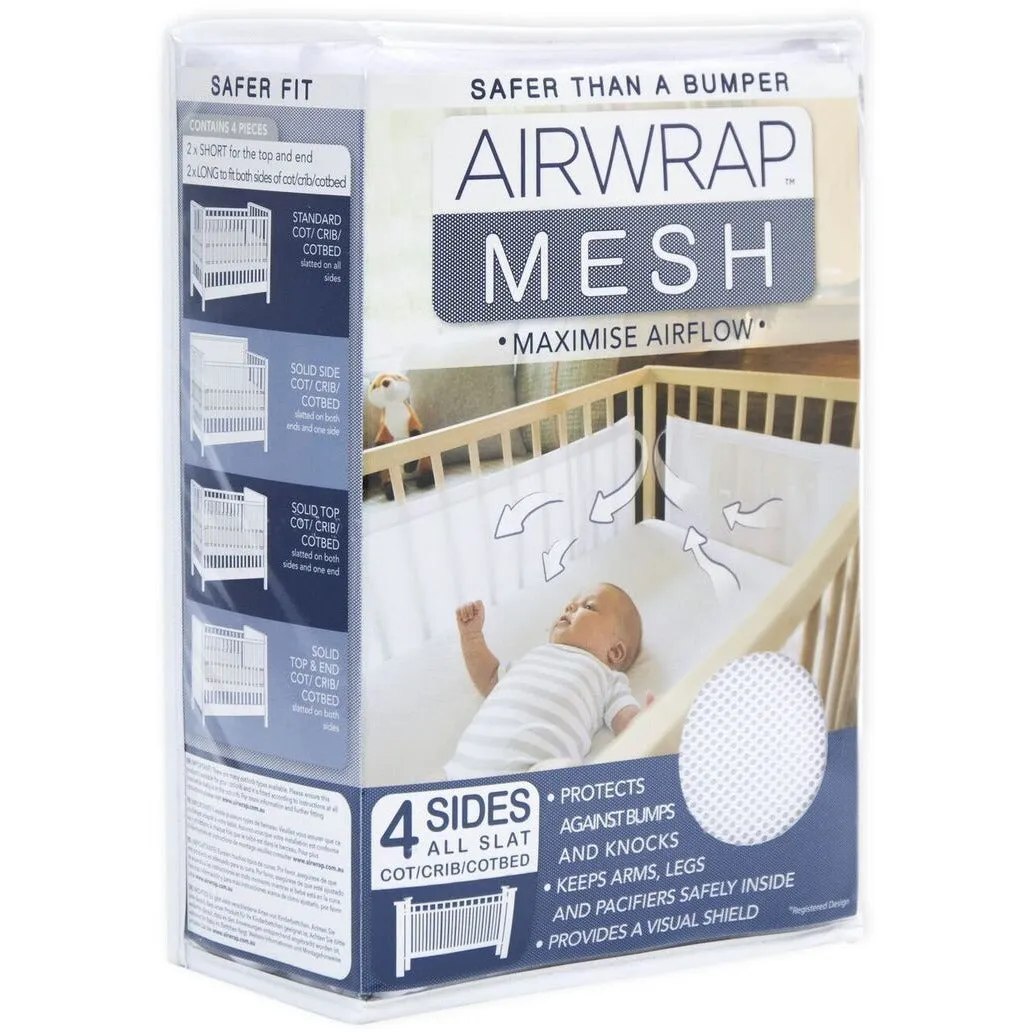 Airwrap Mesh Cot Liner - 4 Sides White