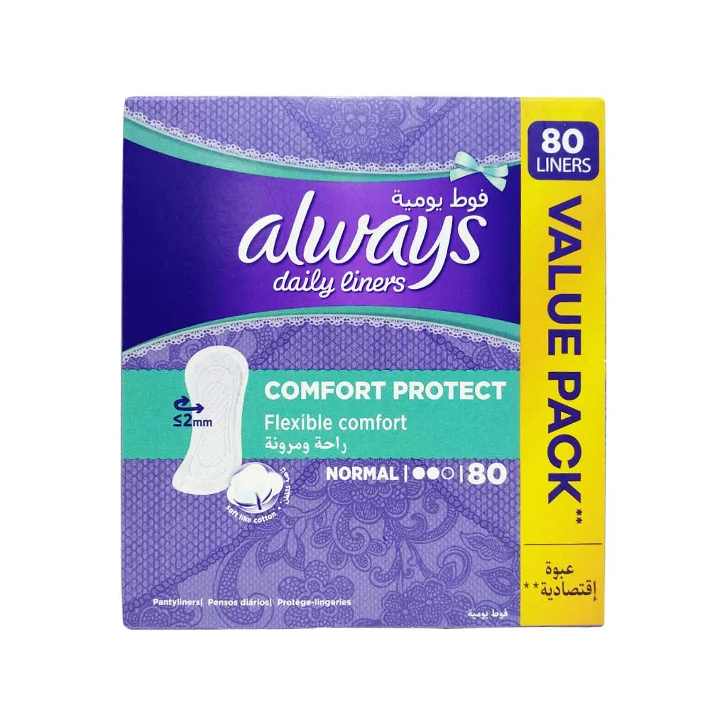 Always Daily Liners Comfort Protect Normal, 80 Pieces