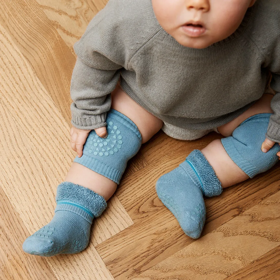 Baby anti-slip knee pad with grip for crawling - Dusty Blue