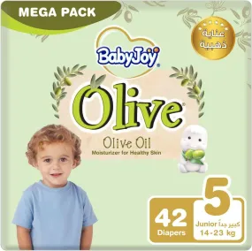 Baby Joy Olive Tape Diaper, Size 5 Junior Mega Pack 14 - 25 kg. Count 42