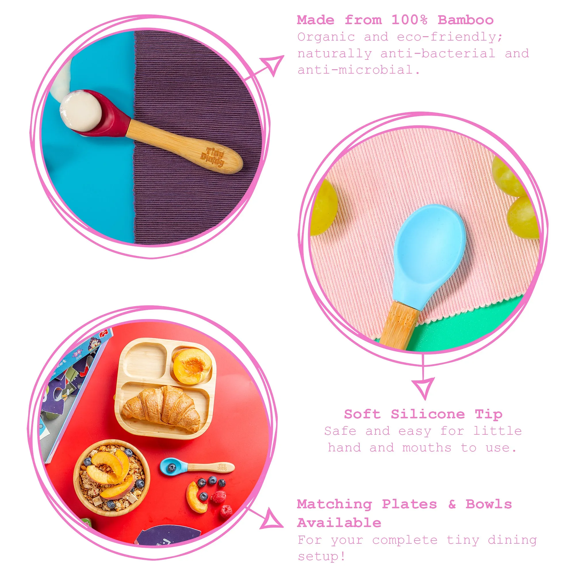 Bamboo Soft Tip Spoons - Pack of Six - By Tiny Dining