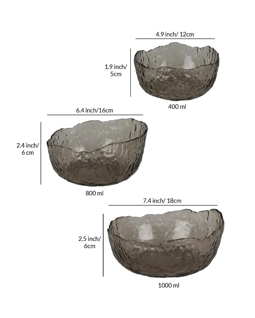 Black Glass Serving Bowls | Set of 3