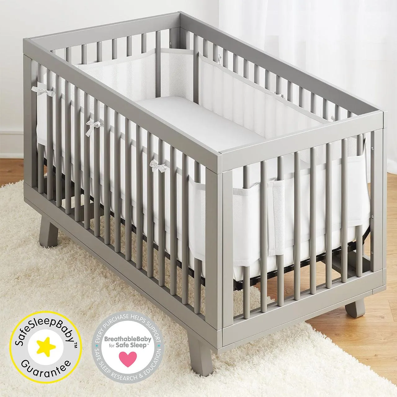 BreathableBaby Breathable Mesh Liner for Full-Size Cribs, Classic 3mm Mesh
