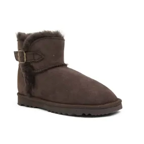Buckle Slipper in Brown Fabric