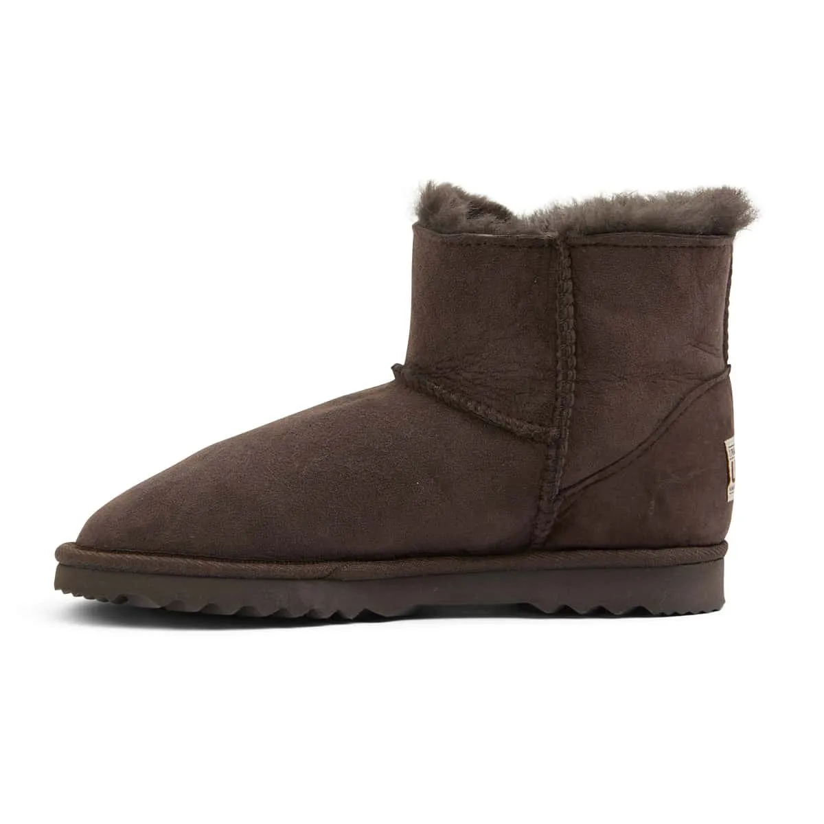 Buckle Slipper in Brown Fabric