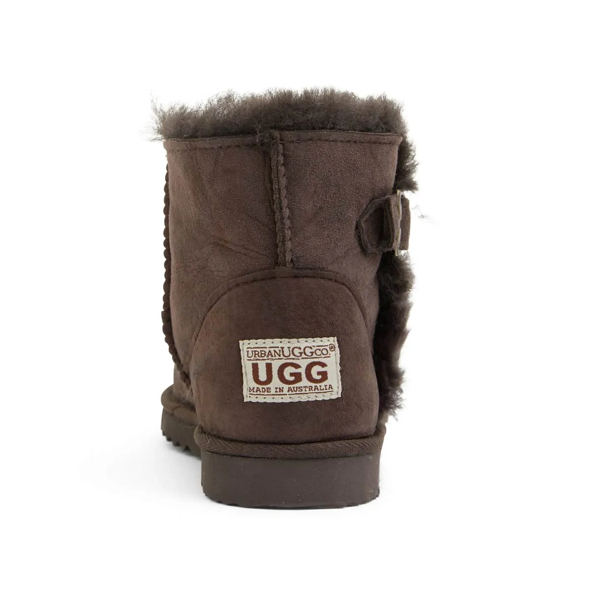 Buckle Slipper in Brown Fabric