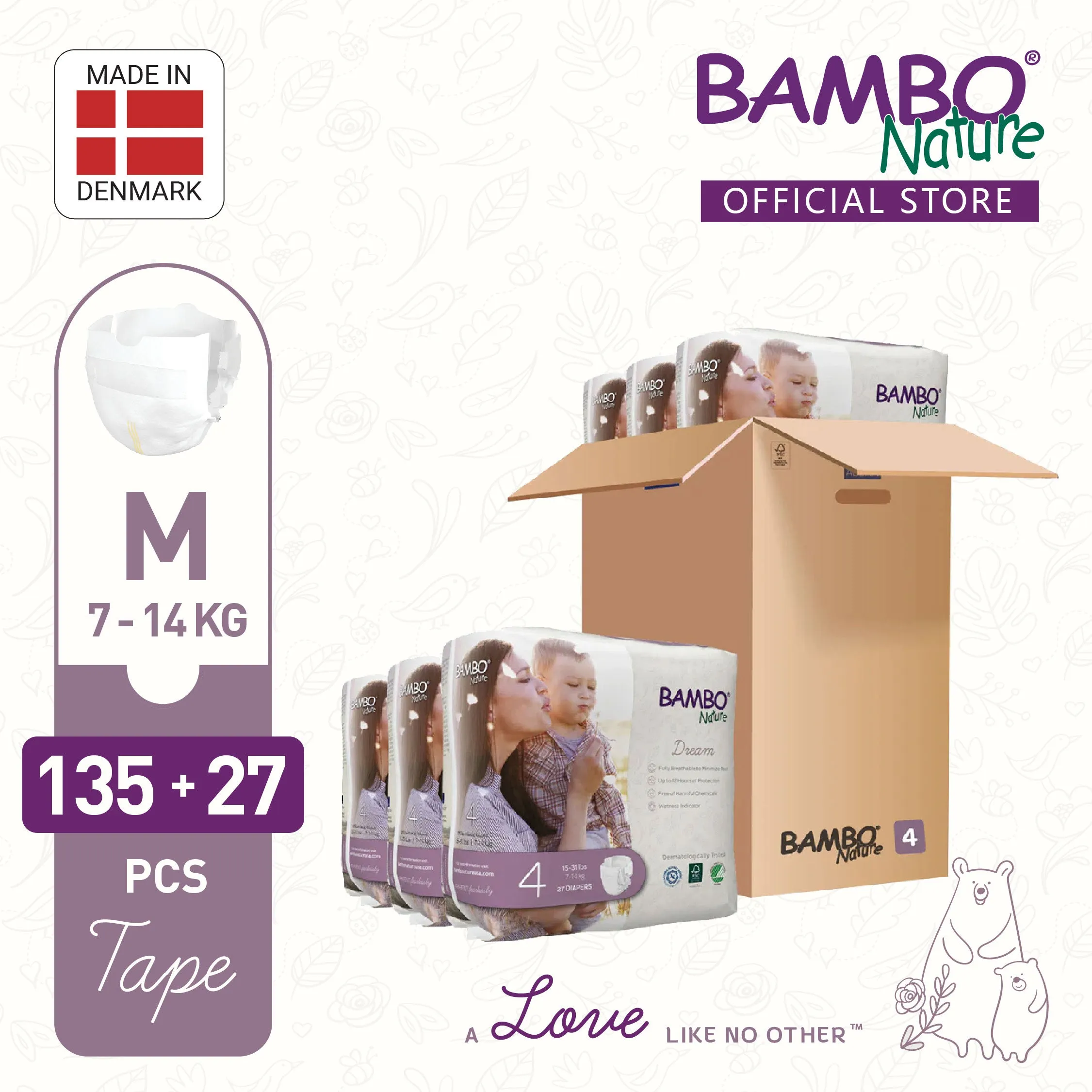 [BUNDLE] Bambo Nature Dream Maxi (M) - Size 4, (135 27pcs)
