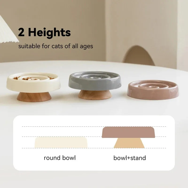 Ceramic Slow Feeder Bowl for Cats and Small Dogs