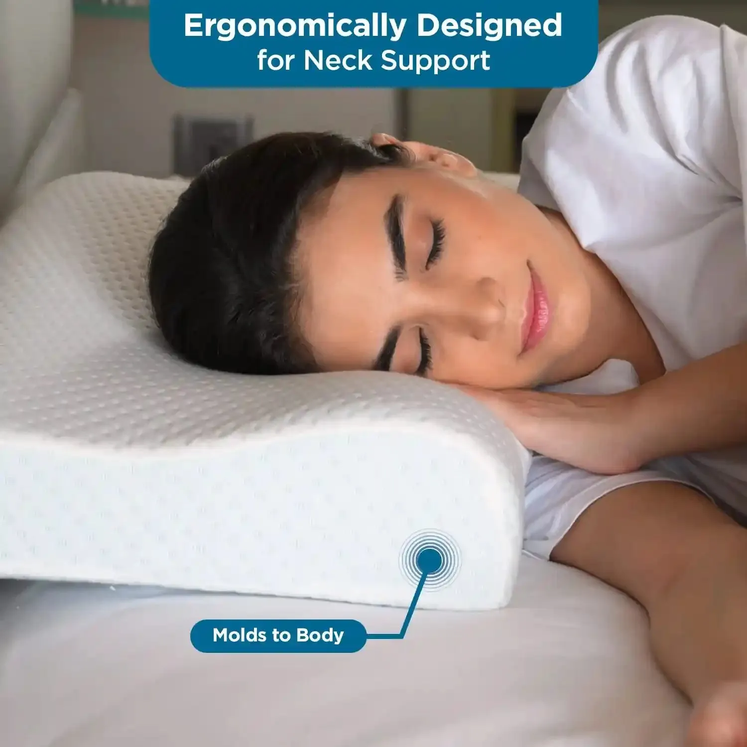 Contour Orthopedic Pillow with Memory Foam for Neck & Shoulder Pain