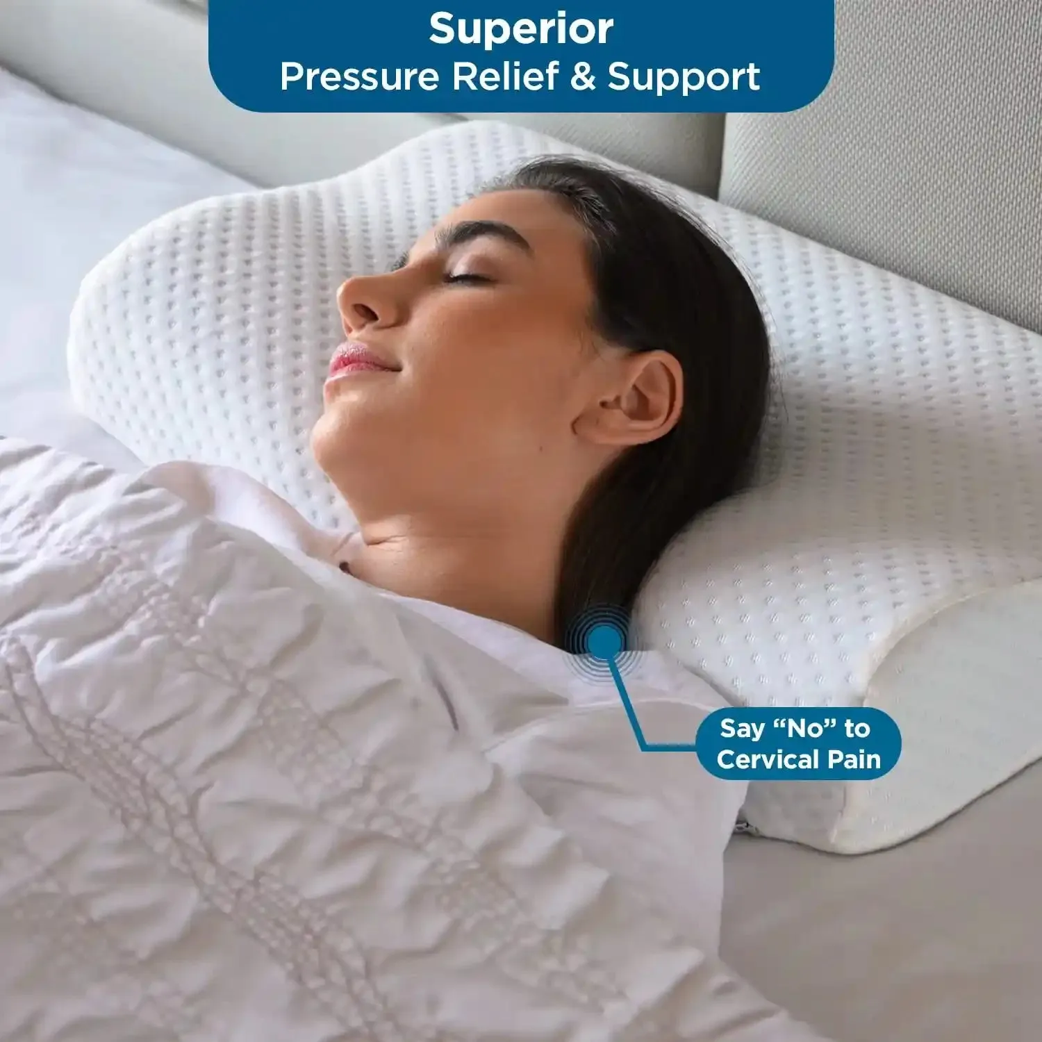 Contour Orthopedic Pillow with Memory Foam for Neck & Shoulder Pain
