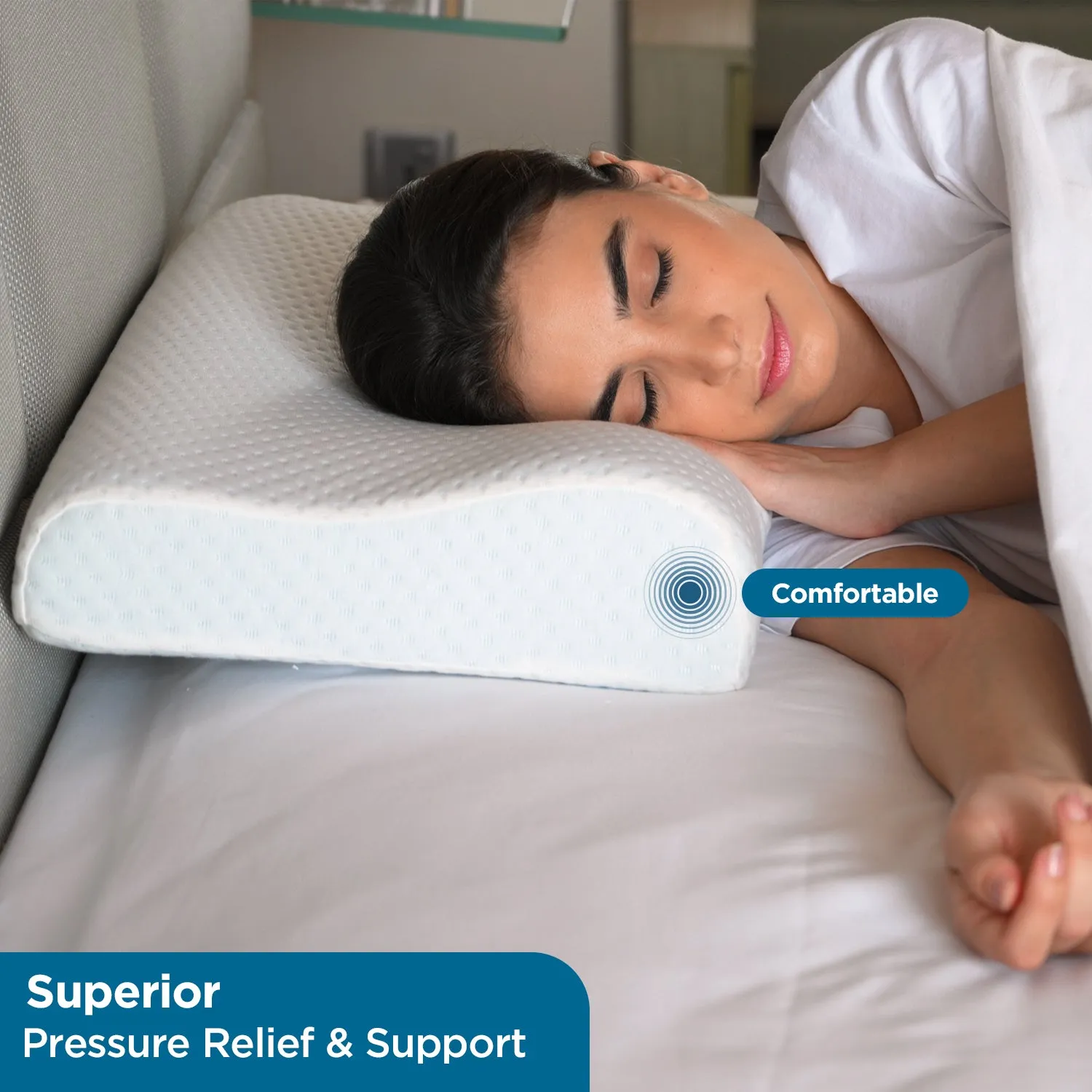 Contour Orthopedic Pillow with Memory Foam for Neck & Shoulder Pain