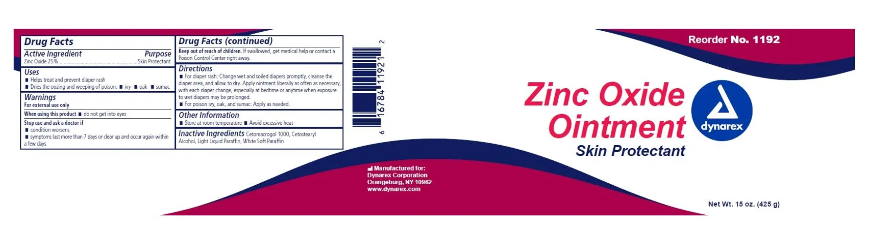Dynarex 1192 Zinc Oxide Ointment 1 Each