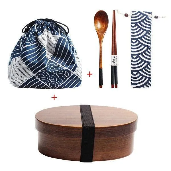 Eco-Conscious Japanese Wooden Bento Box Lunch Kit for Kids with Leakproof Design and Utensils