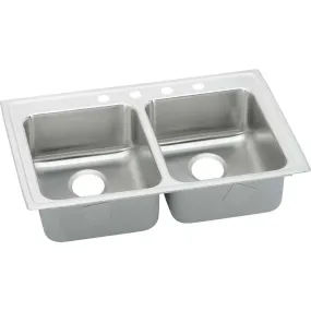 Elkay Lustertone Classic Stainless Steel 33" x 19-1/2" x 6", 3-Hole Equal Double Bowl Drop-in ADA Sink with Quick-clip LRADQ3319603