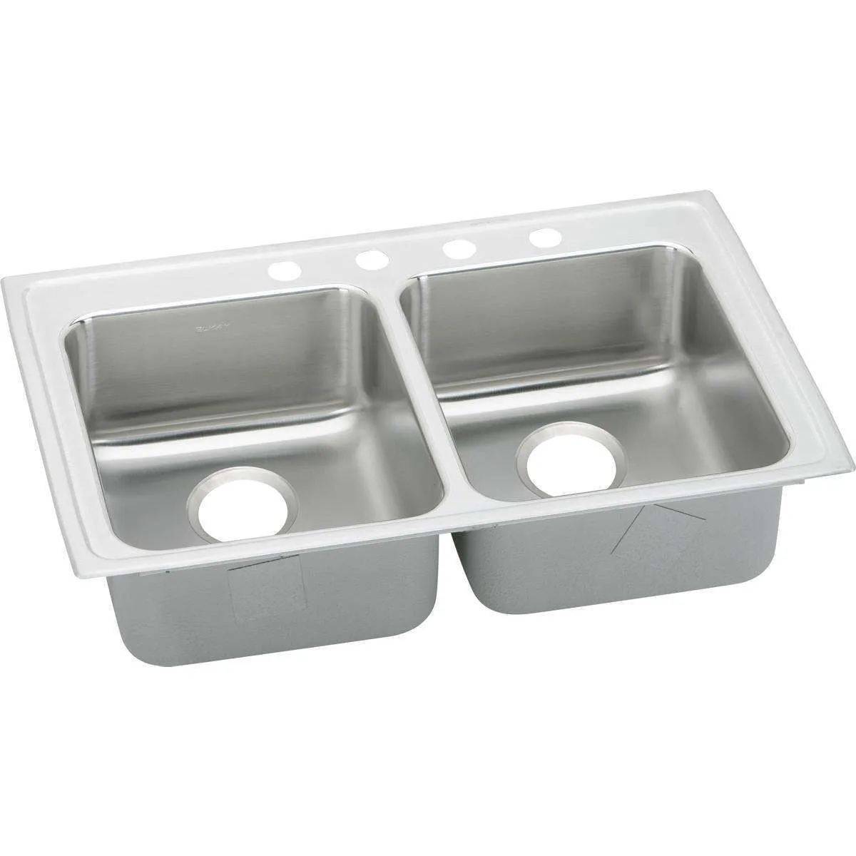 Elkay Lustertone Classic Stainless Steel 33" x 19-1/2" x 6", 3-Hole Equal Double Bowl Drop-in ADA Sink with Quick-clip LRADQ3319603