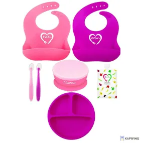 Evla's Ideal Silicone Feeding Set - Pink