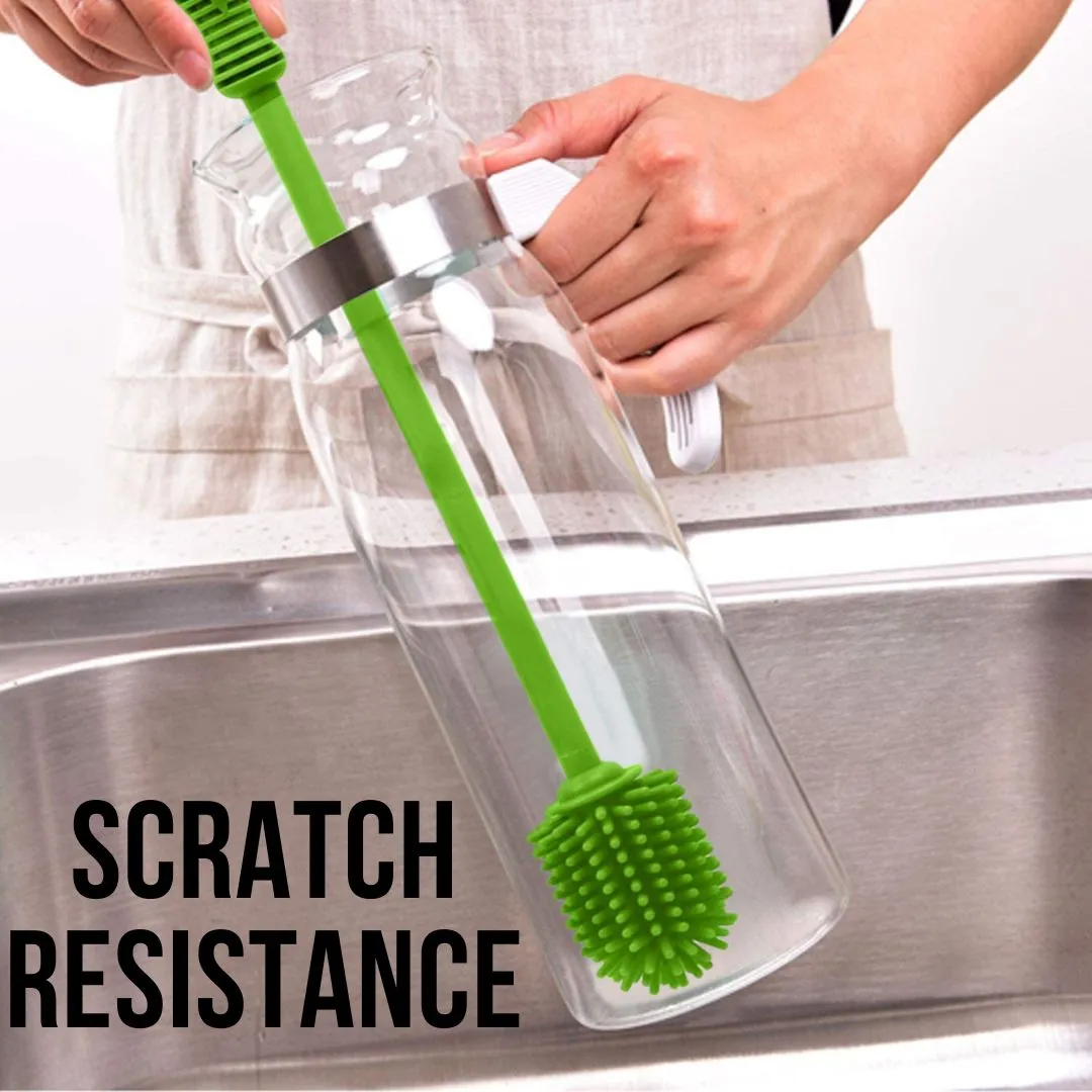 Fizzpod Silicone Bottle Cleaning Brush | 2 PACK | Long Handle,15" Water Bottle Cleaner for Baby Bottles, Hydro Flask, Vacuum Sports Bottle, Vase, Glassware, Perfect for Narrow Neck Containers by Drinkpod