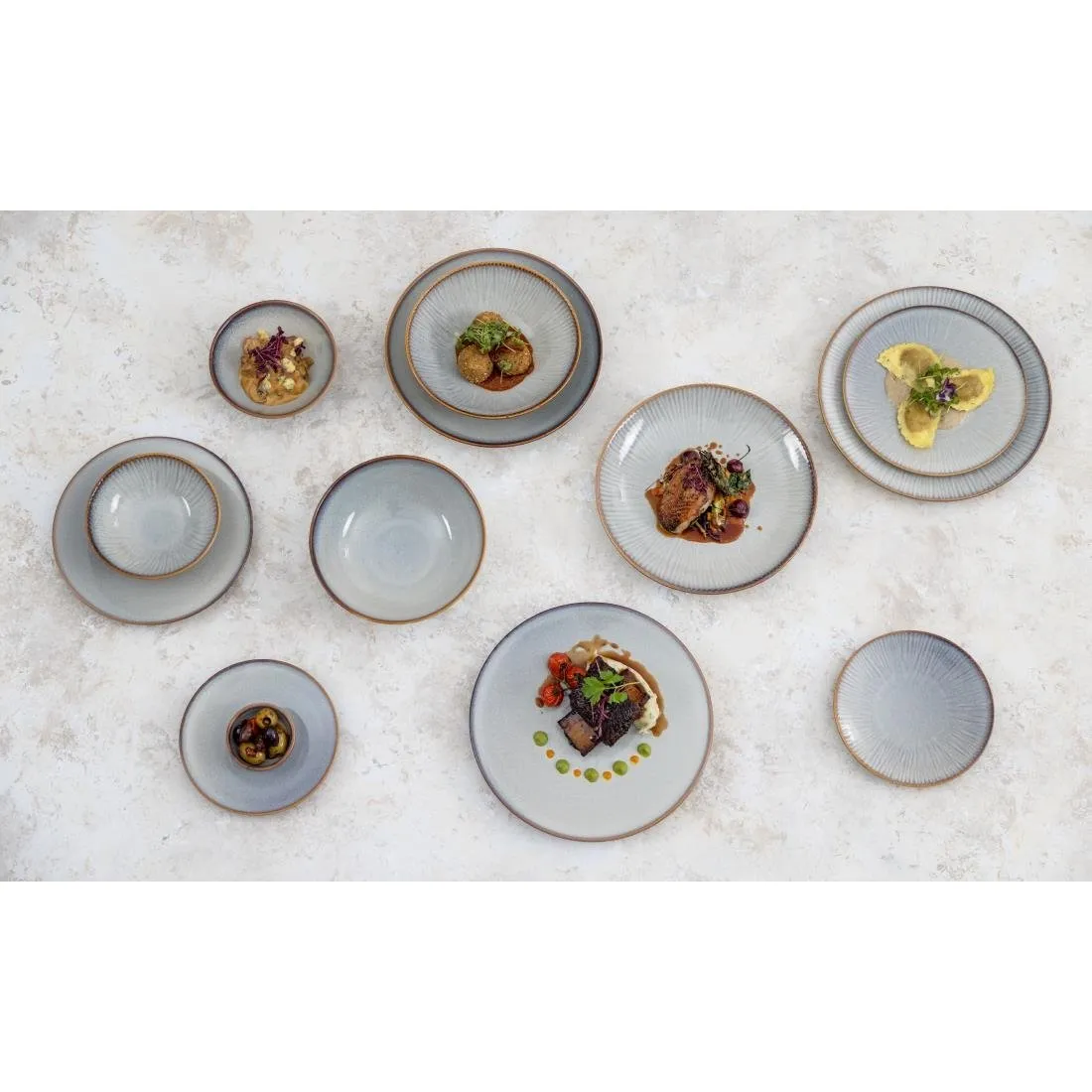 FU192 Olympia Drift Grey Plain Coupe Bowls 155mm (Pack of 6)