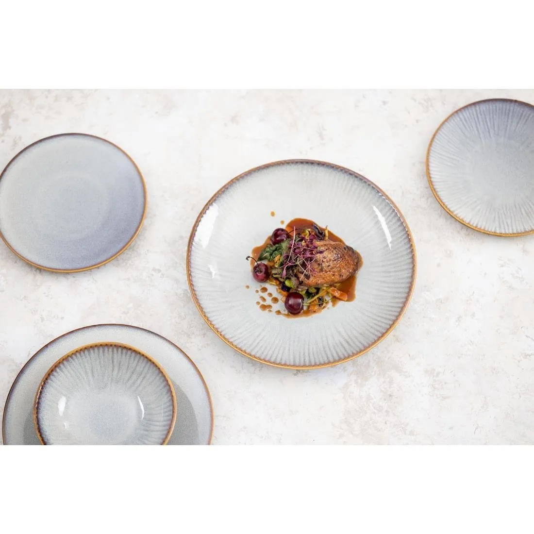 FU192 Olympia Drift Grey Plain Coupe Bowls 155mm (Pack of 6)