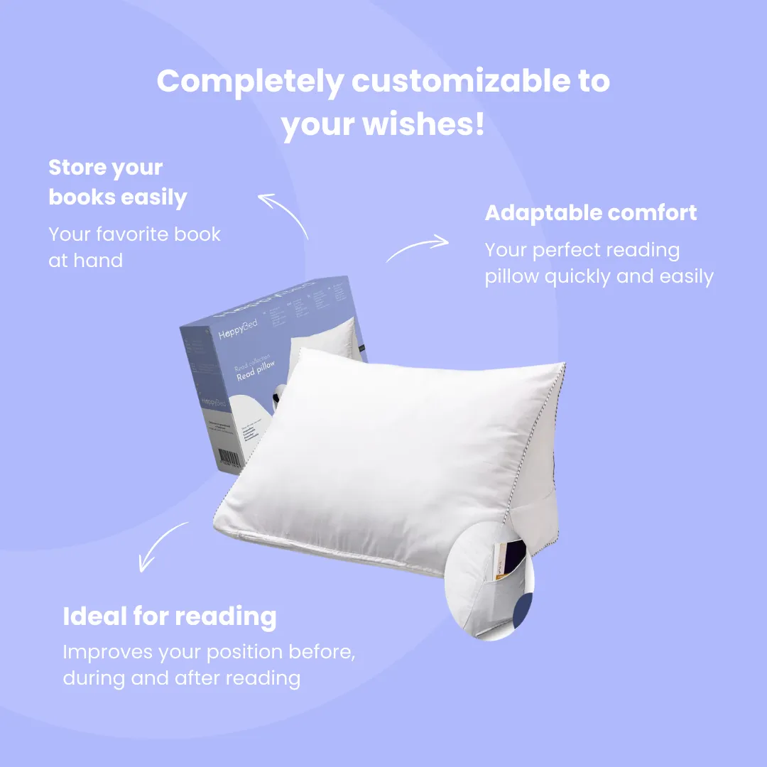 HappyDuvet Reading Cushion | 45x60 cm - Adjustable with zip - Pressure distribution effect