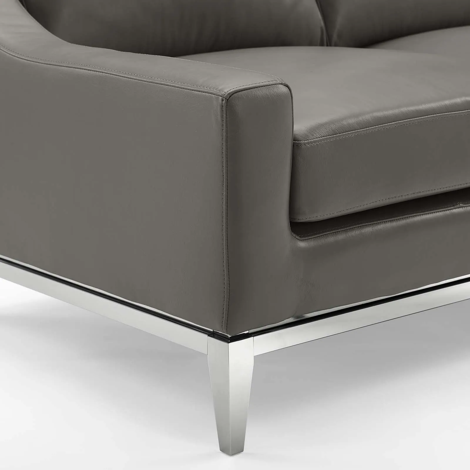 Harness Stainless Steel Base Leather Armchair by Modway
