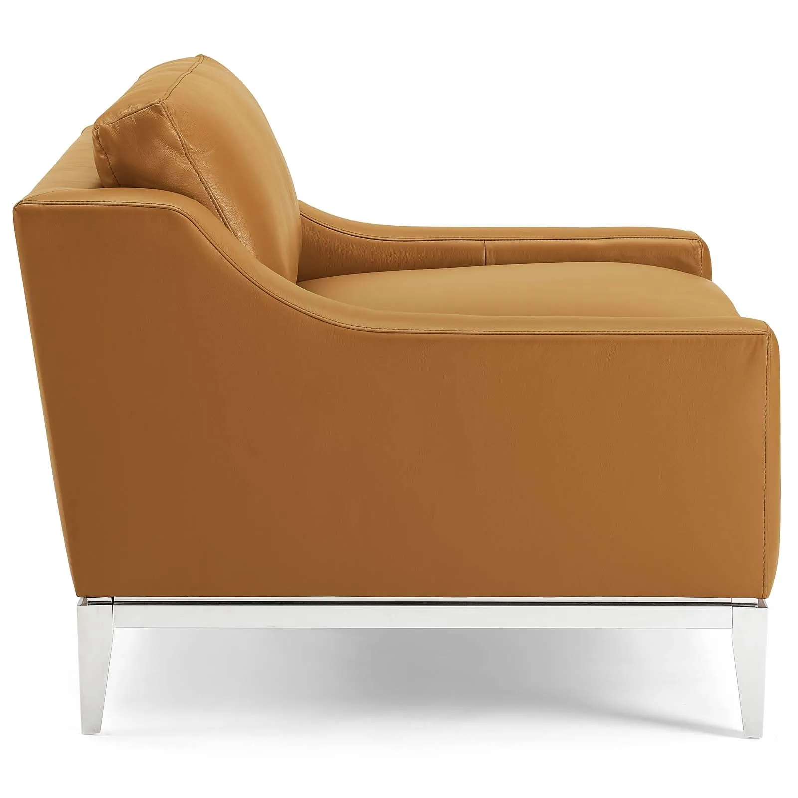 Harness Stainless Steel Base Leather Armchair by Modway