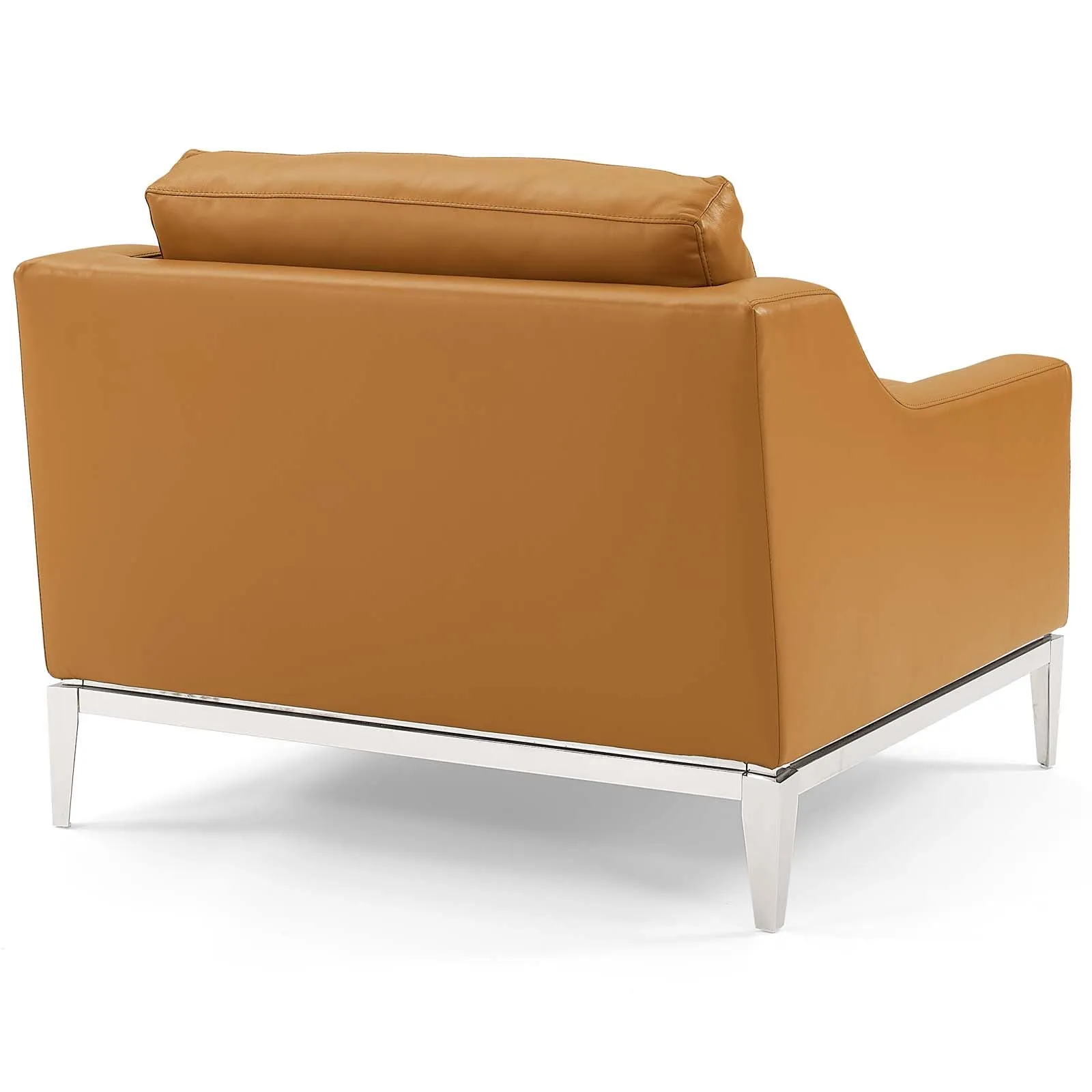 Harness Stainless Steel Base Leather Armchair by Modway